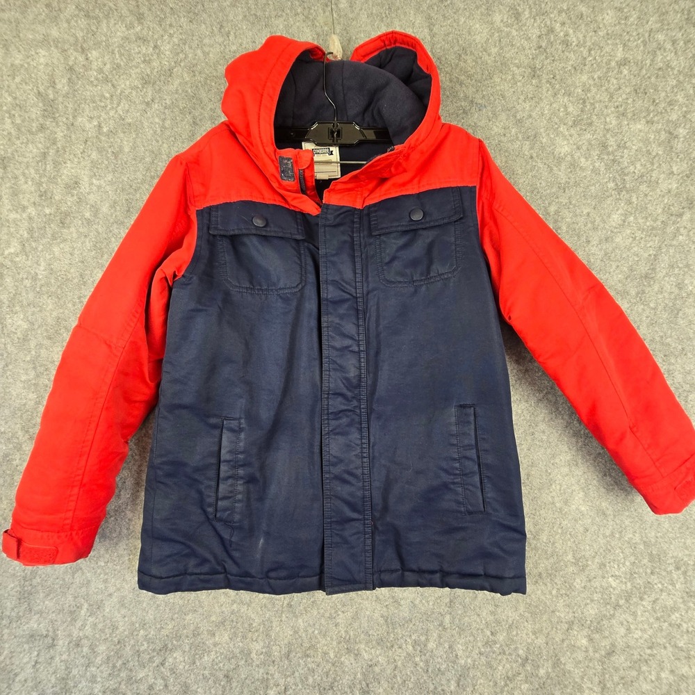 Gymboree Boys Winter Coat Large L 10 12 Colorblock Navy Red Hooded Parka Jacket